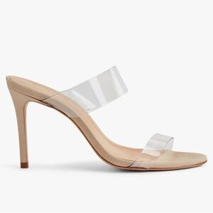 SCHUTZ Ariella Suede Nude Clear-Strap Stiletto Mule
